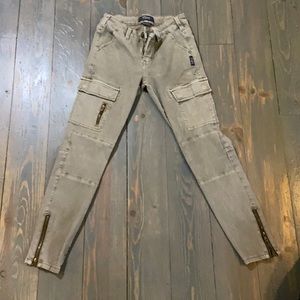 Silver olive skinny cargo